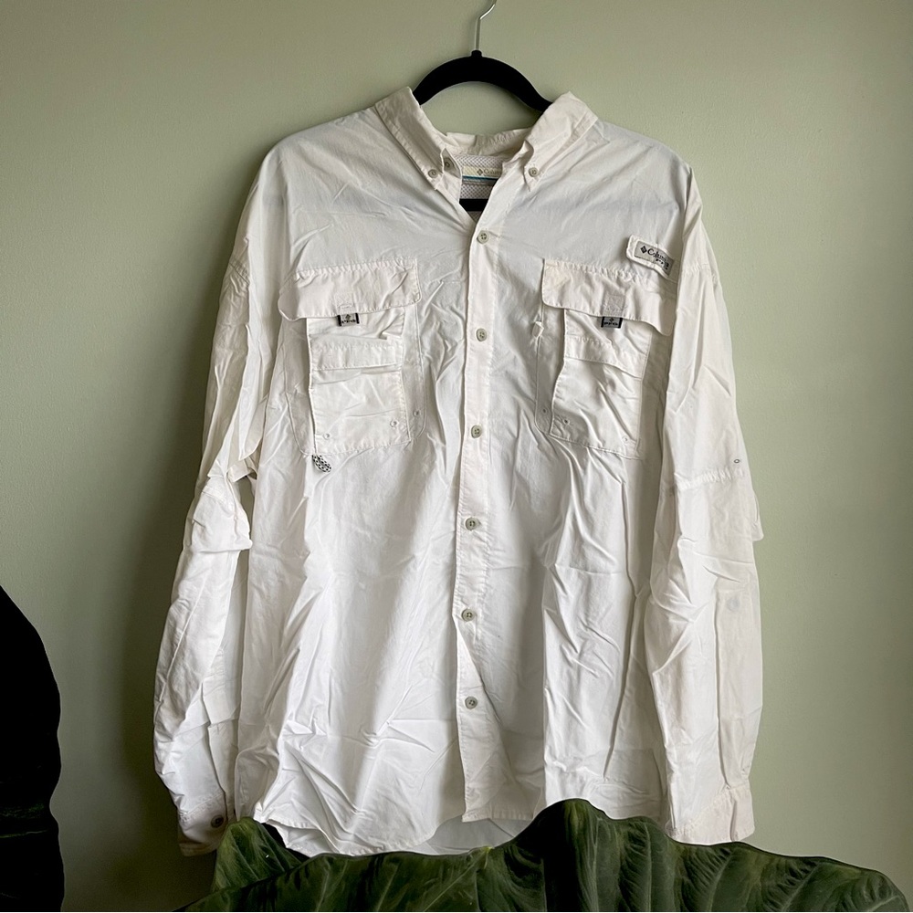 White Columbia Mens Fishing Shirt XL